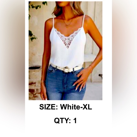SHEIN Tops - SHEIN Frenchy Embroidered Net Yarn Decorated Scallop Lace Trimmed Halter Tank